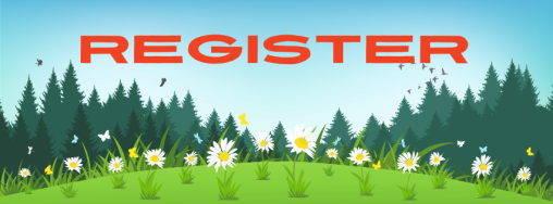 Illustration of a forest with the word Register in bold red font at the top