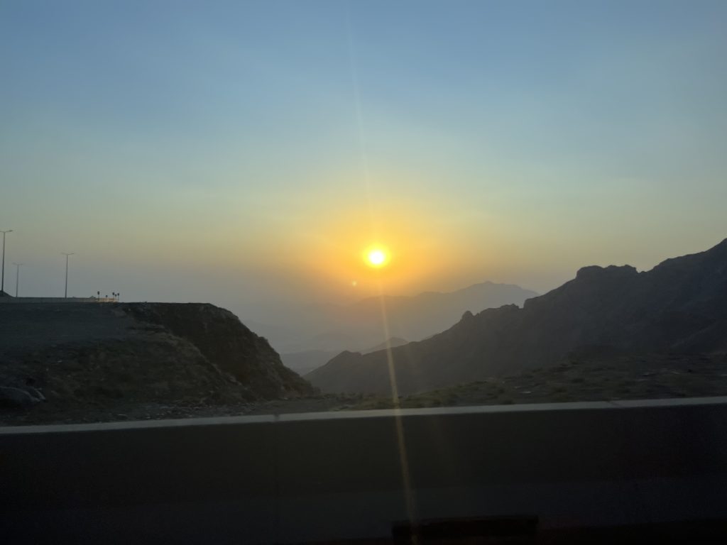 Sunset while driving down the mountains in Taif, Makkah