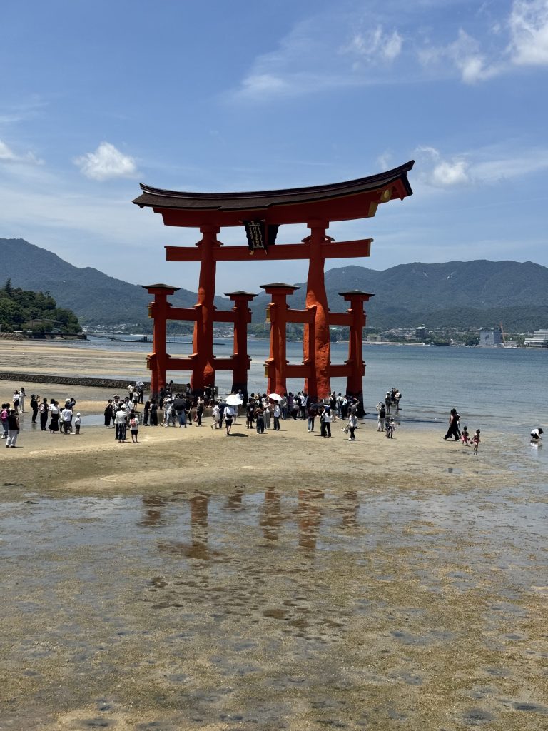 Iconic Red Torii Gate at Itsukushima on Miyajima Island.