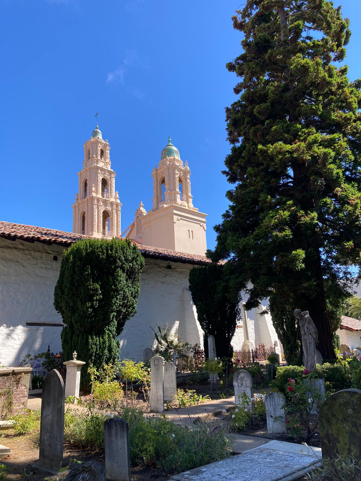 This is the San Francisco Mission as viewed from its historic cemetery.