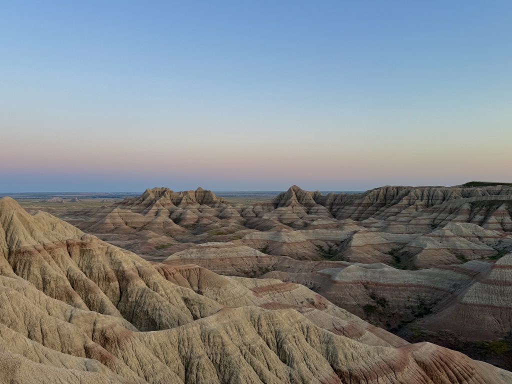 Badlands National Park at sunset