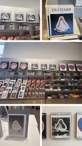 Images of Duchamp memorabilia in MoMA gift shop
