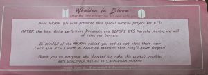 backside of BTS fan project