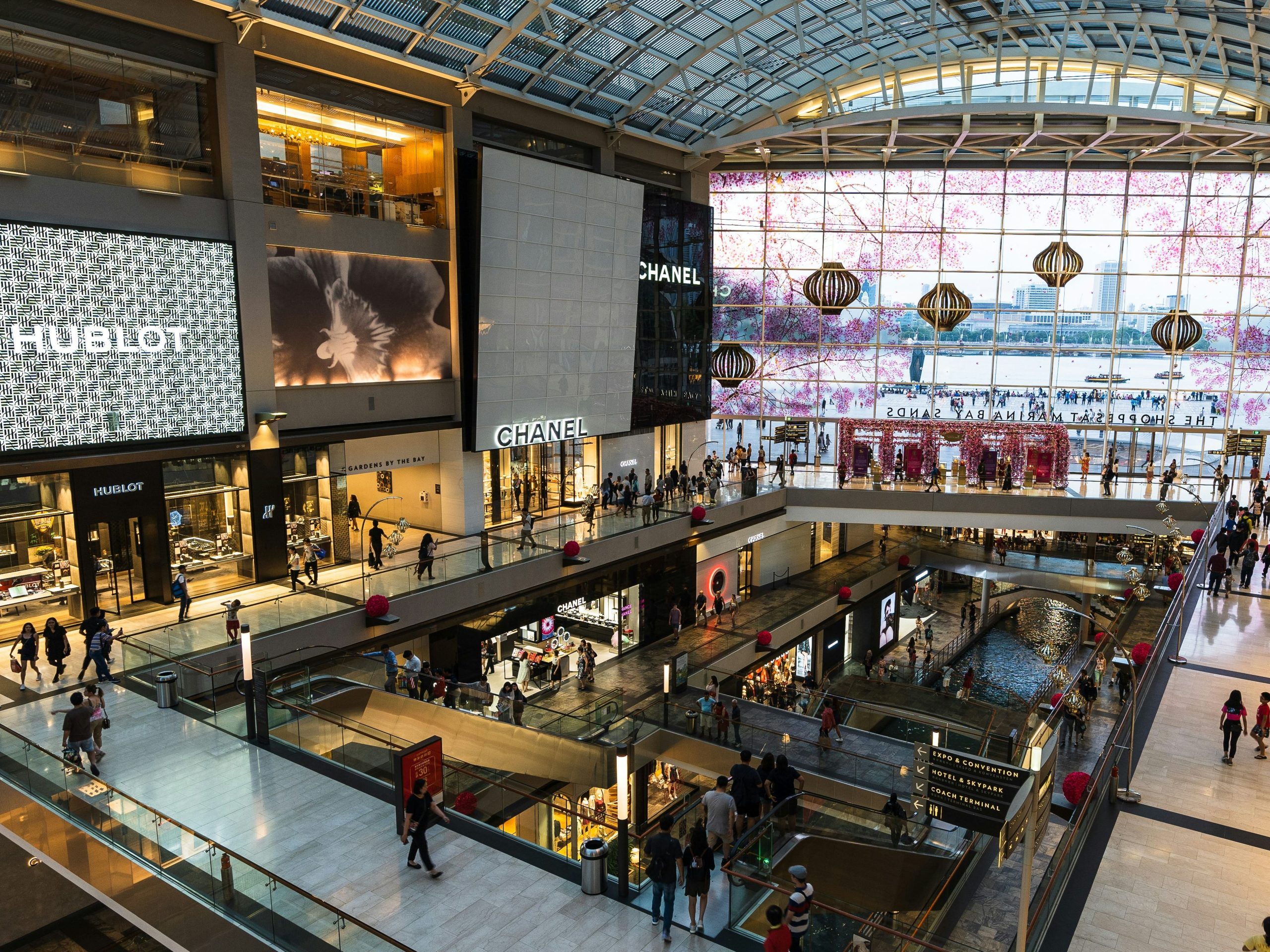 Interior of a modern shopping mall.
