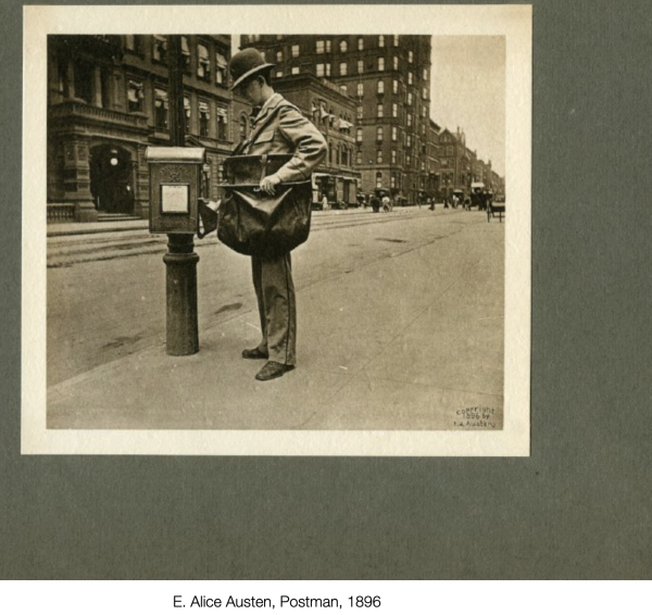 Postman dealing with the mail in 1896