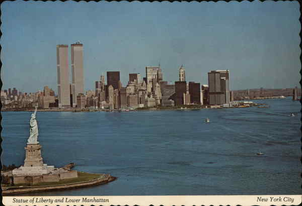 Old postcard showing lower Manhattan, NYC